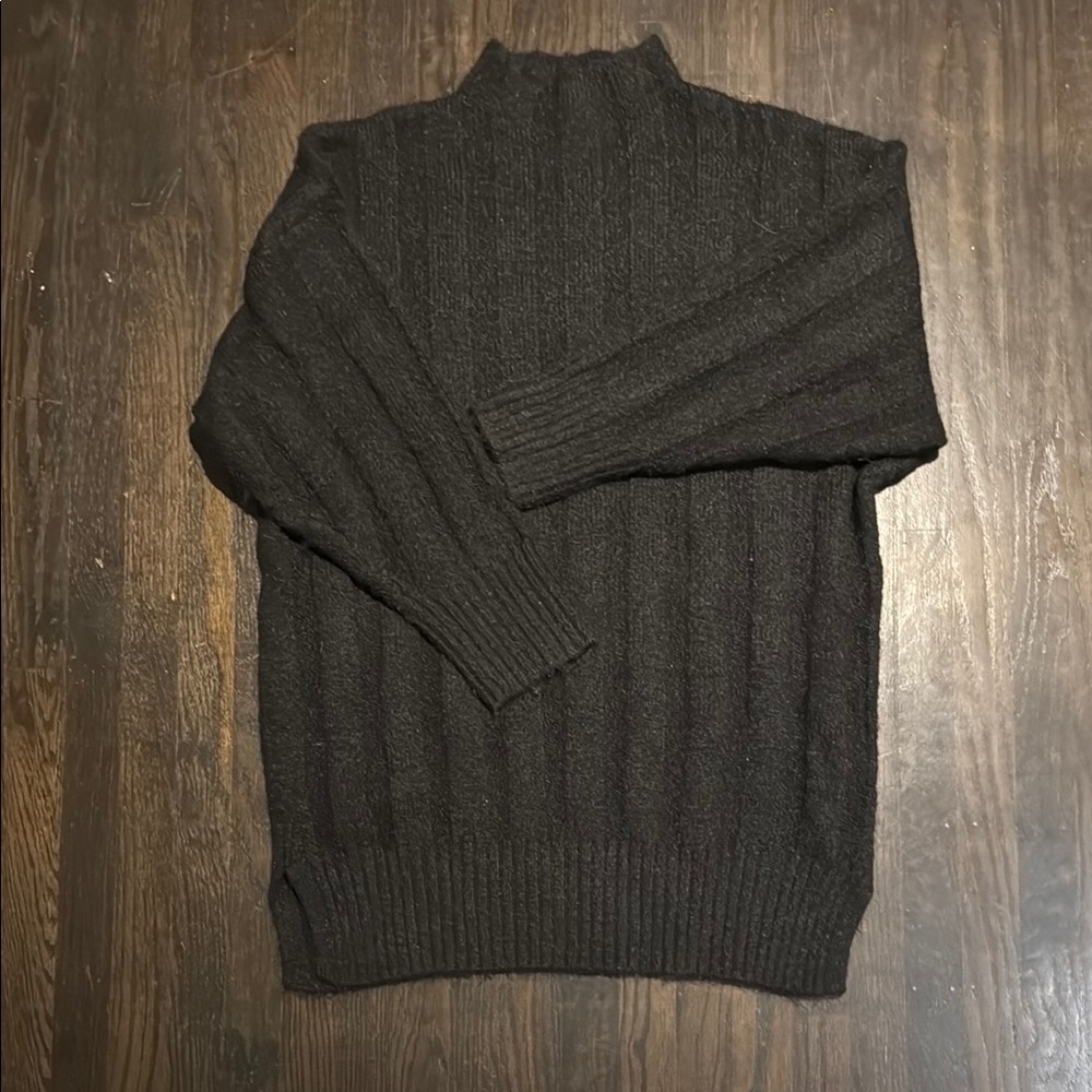 Topshop Black Mock Turtleneck Neck Ribbed Sweater